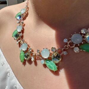 Green and White Gemstone Bib Necklace